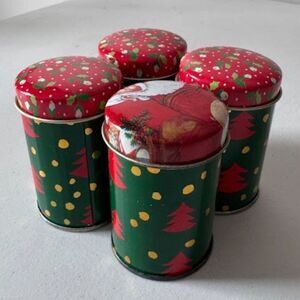Vintage Hong Kong Christmas Storage Tins Set (4)